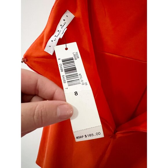 Laundry by Shelli Segal Orange Cocktail Party Halter Dress Size 8 - Picture 8 of 10